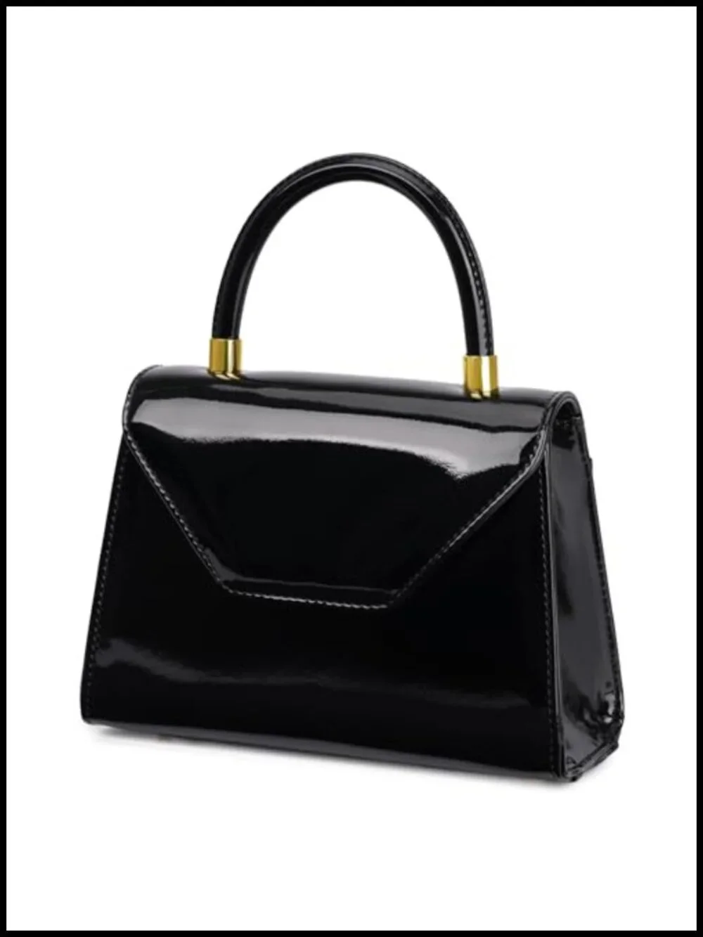 Patent Faux Leather Top Handle Clutch Evening Purse Crossbody